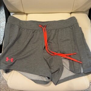 Under Armour Women's Athletic Shorts in Gray with Neon Orange Details